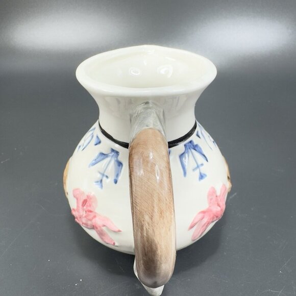 Vintage Omnibus Fitz & Floyd Ceramic Small Pitcher Creamer Buffalo Hunt Scene - Picture 12 of 15